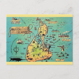 Tarjeta postal de un antiguo mapa de Block Island