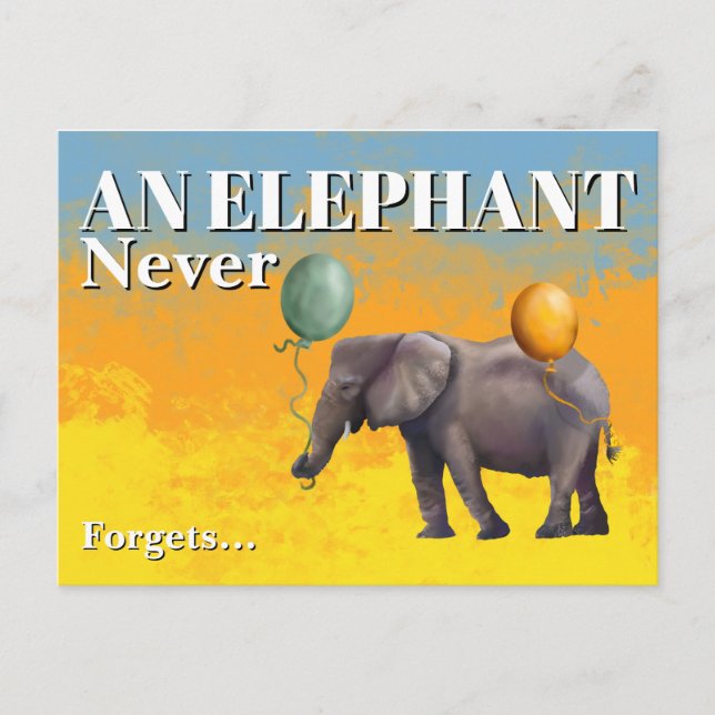 Tarjeta postal de Un elefante nunca olvida (Anverso)