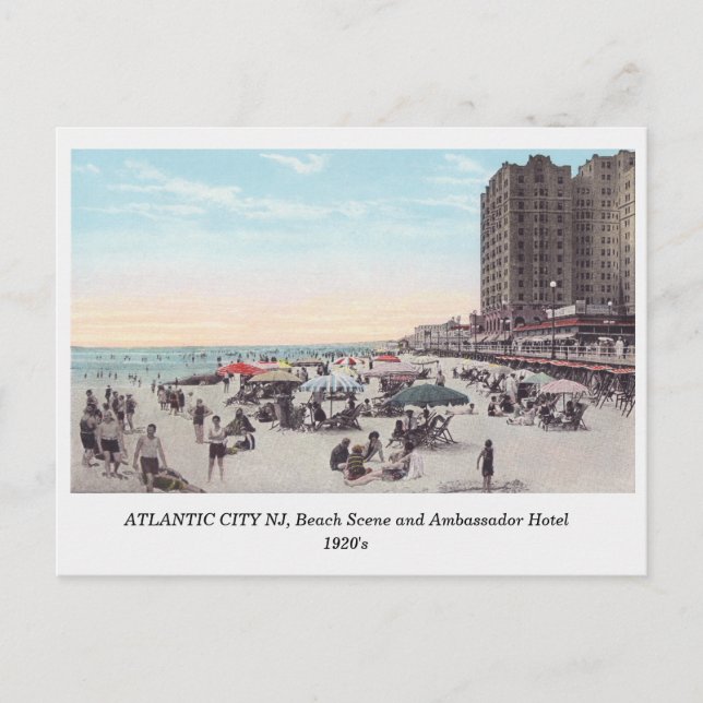 Tarjeta postal de una escena de Atlantic City NJ e (Anverso)