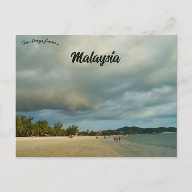 Tarjeta postal de una playa en Malasia (Anverso)