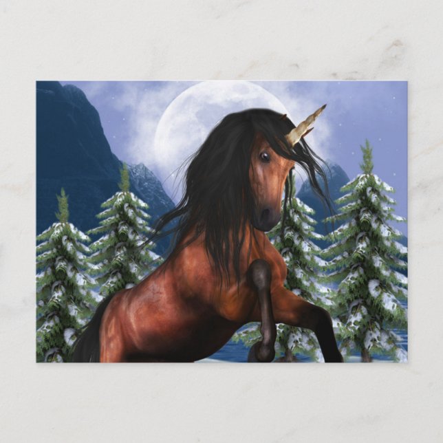 Tarjeta postal de Unicornio de castaño de cría (Anverso)