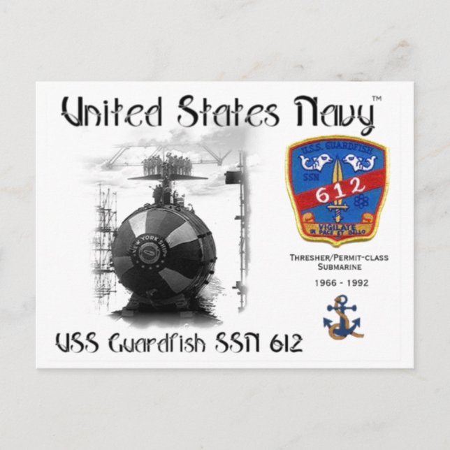 TARJETA POSTAL DE USS GUARDFISH SSN-612 (Anverso)
