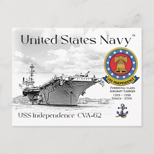 Tarjeta postal de USS INDEPENDENCE CVA-62 (Anverso)