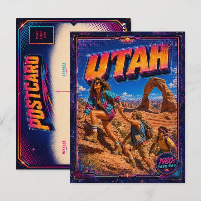 Tarjeta postal de Utah de los 80 retro (Anverso / Reverso)