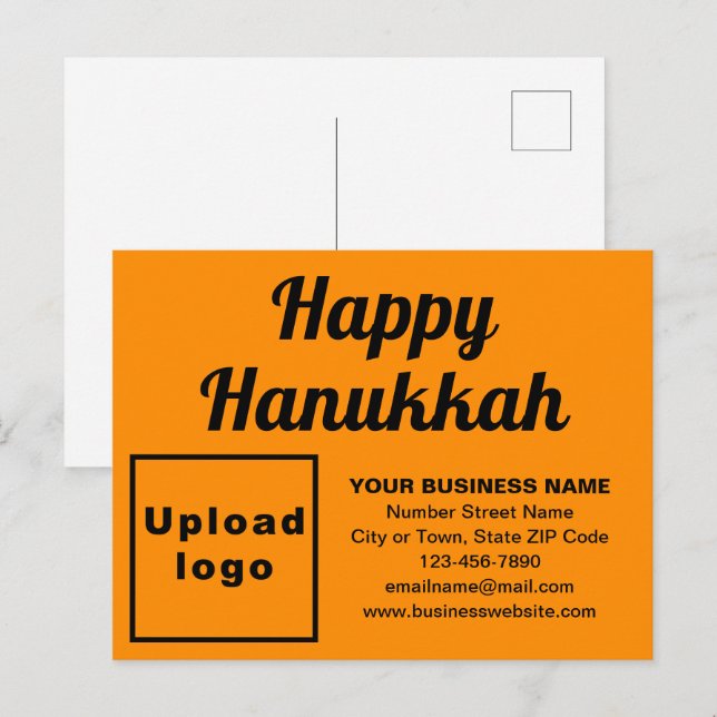 Tarjeta postal de vacaciones color Hanukkah Naranj (Anverso / Reverso)
