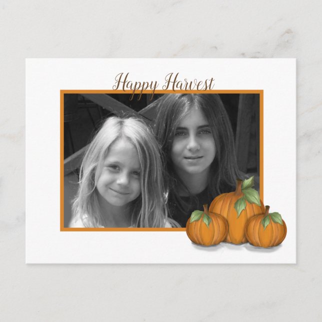 Tarjeta postal de vacaciones con calabazas pintada (Anverso)