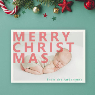 Tarjeta postal de vacaciones con foto de Navidad m