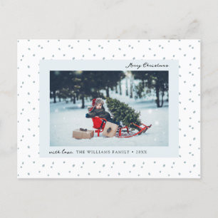 Tarjeta postal de vacaciones con foto de nieve