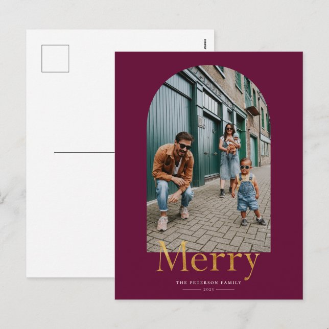 Tarjeta postal de vacaciones con marco dorado para (Anverso / Reverso)