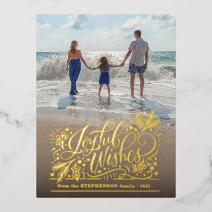 Tarjeta postal de vacaciones con papel de aluminio