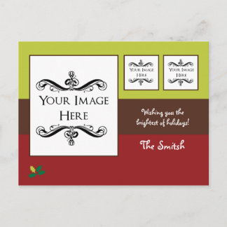 Tarjeta postal de vacaciones de acebo con tu foto