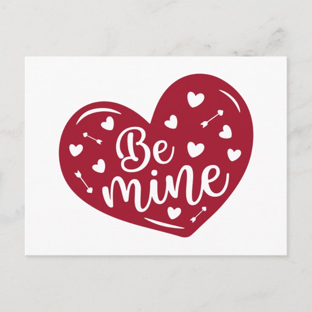 Tarjeta postal de vacaciones de amor Be mine Heart (Anverso)