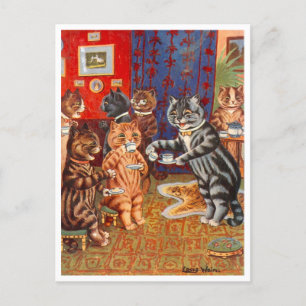 Tarjeta postal de vacaciones de Cats Tea Fiesta Lo
