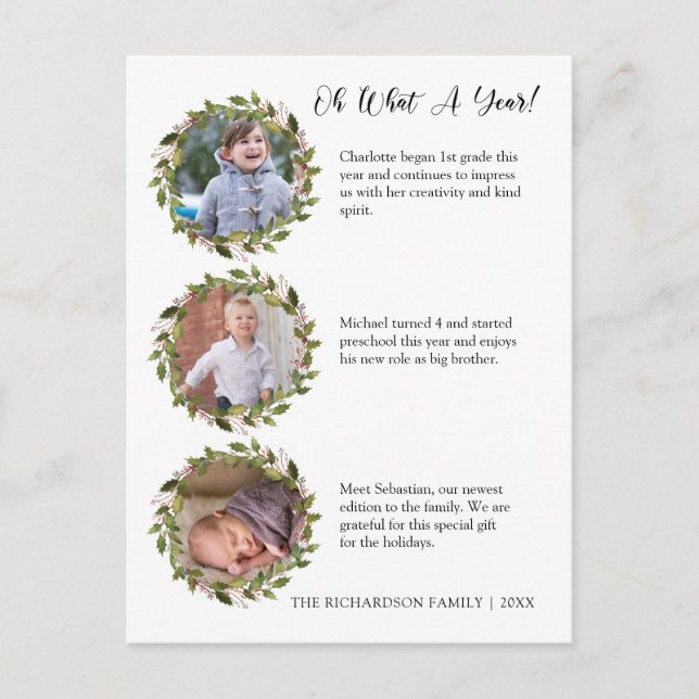 Tarjeta postal de vacaciones de Collage de fotos W (Anverso)