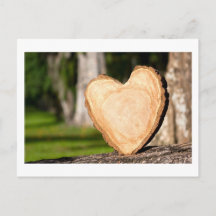tarjeta postal de vacaciones de corazón de madera