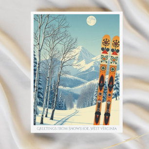 Tarjeta postal de vacaciones de esquí en Snowshoe 