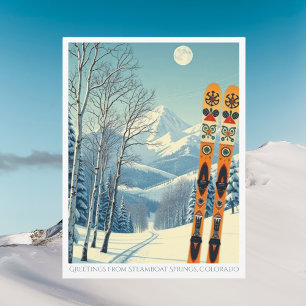 Tarjeta postal de vacaciones de esquí en Steamboat