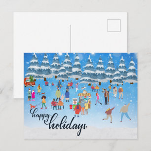 Tarjeta postal de vacaciones de feriado de inviern