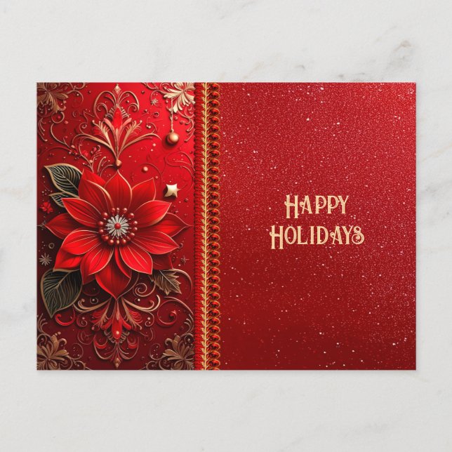 Tarjeta postal de vacaciones de Flor Roja (Anverso)