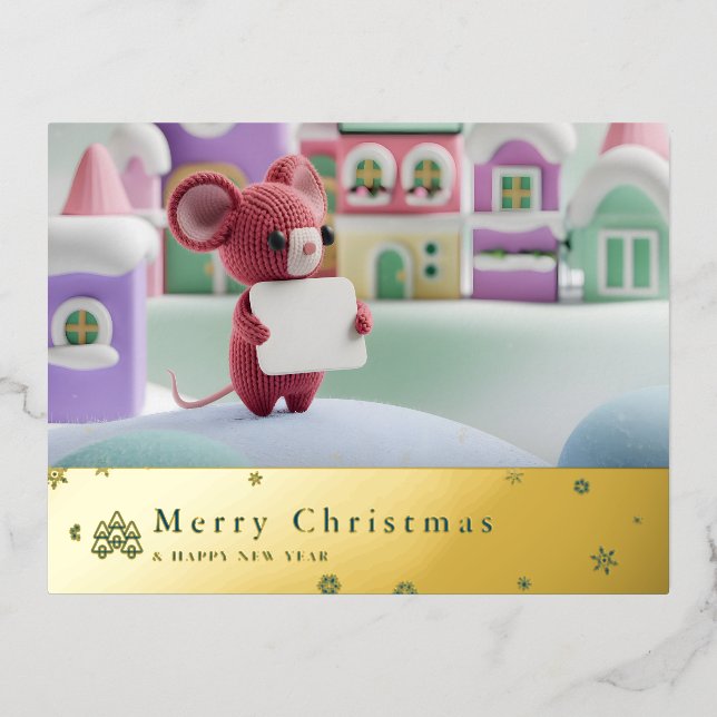 Tarjeta postal de vacaciones de foil de ratón de m (Anverso)