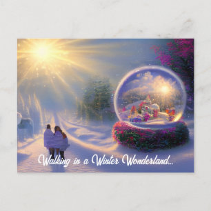 Tarjeta postal de vacaciones de globo de nieve de 