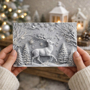 Tarjeta postal de vacaciones de invierno con cierv