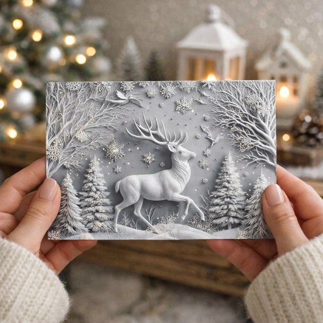 Tarjeta postal de vacaciones de invierno con cierv (Subido por el creador)