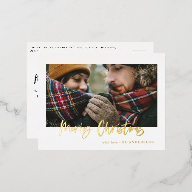 tarjeta postal de vacaciones de Navidad con lámina (Anverso/Reverso)