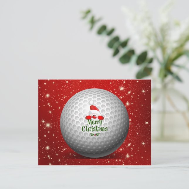 Tarjeta postal de vacaciones de navidad Golf Santa (Anverso de pie)