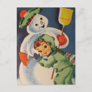 tarjeta postal de vacaciones de niño de muñeco de