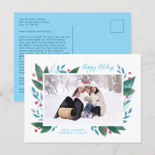 Tarjeta postal de vacaciones de rama y bayas de in