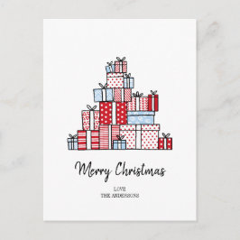 Tarjeta postal de vacaciones de regalos de navidad