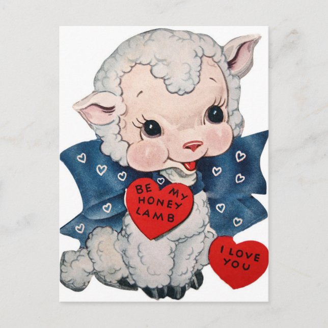 Tarjeta postal de vacaciones de San Valentín retro (Anverso)