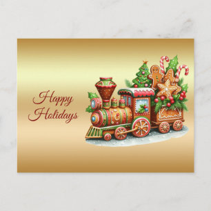 Tarjeta postal de vacaciones de tren de jengibre