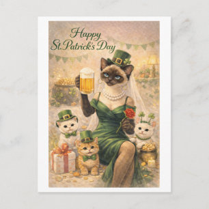 Tarjeta postal de vacaciones del gato glamuroso de