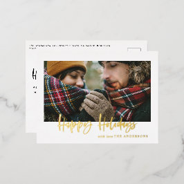 tarjeta postal de vacaciones felices con foil y fo