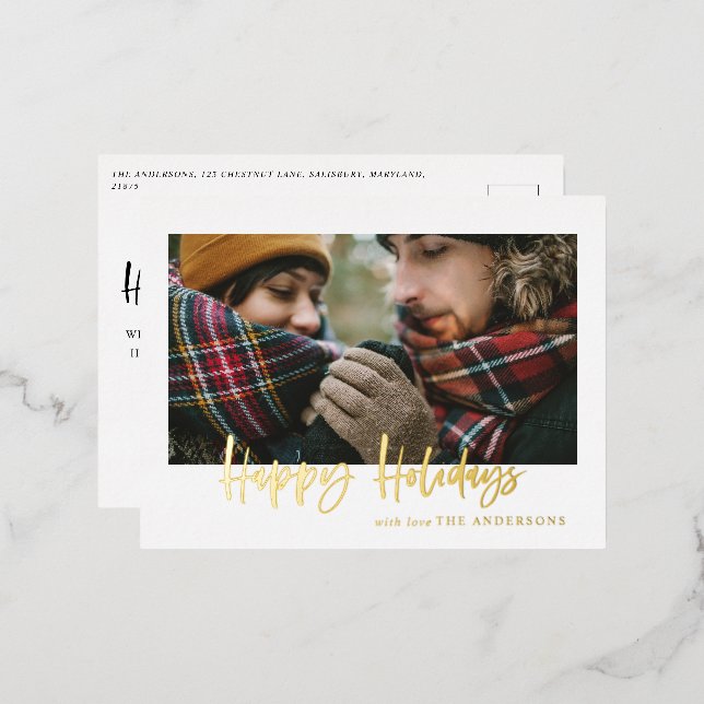 tarjeta postal de vacaciones felices con foil y fo (Anverso/Reverso)