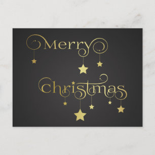 Tarjeta postal de vacaciones Gold Merry Christmas 