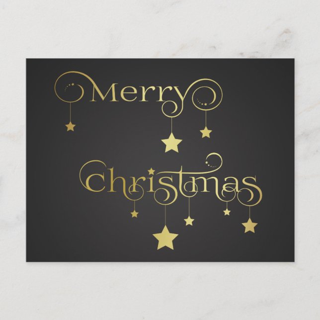 Tarjeta postal de vacaciones Gold Merry Christmas  (Anverso)