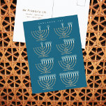 Tarjeta postal de vacaciones Hanukkah 101<br><div class="desc">Un diagrama de Hanukkiyahs mostrando el orden de las velas.</div>