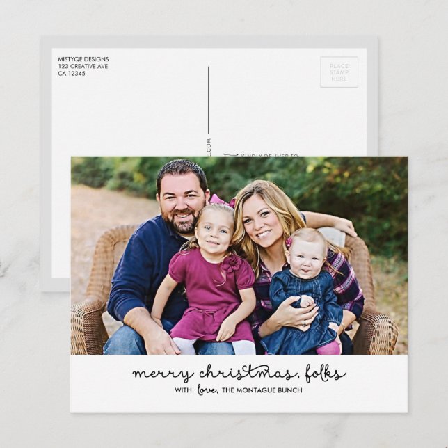 Tarjeta postal de vacaciones para Navidades con gu (Anverso / Reverso)