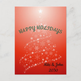 Tarjeta postal de vacaciones para Navidades rojos 