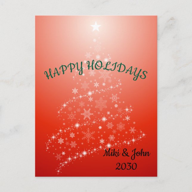 Tarjeta postal de vacaciones para Navidades rojos  (Anverso)