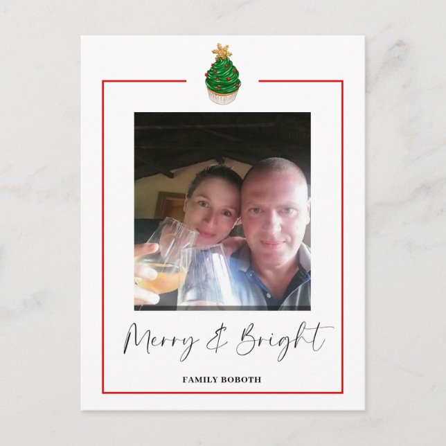 Tarjeta postal de vacaciones plana con foto famili (Anverso)