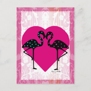 Tarjeta postal de Valentine Flamingos