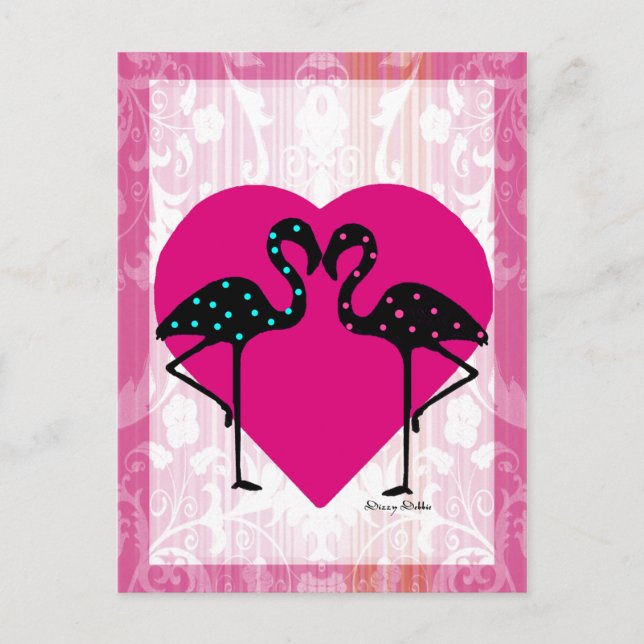 Tarjeta postal de Valentine Flamingos (Anverso)