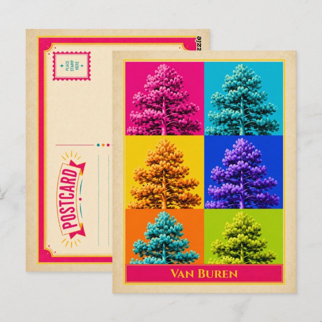 Tarjeta postal de Van Buren Arkansas Pine Tree Vin (Anverso / Reverso)