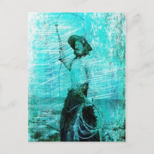 Tarjeta Postal de Vaquero Grunge Vintage