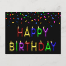 Tarjeta postal de velas de cumpleaños felices con
