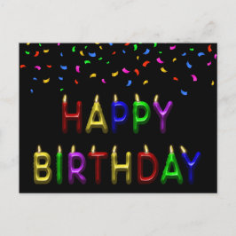 Tarjeta postal de velas de cumpleaños felices con 